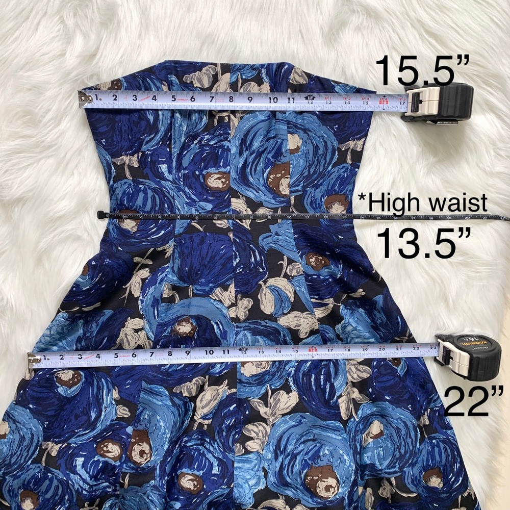 SOLD-Anthropologie Watercolor Rose Strapless Dress - Picture 7 of 8